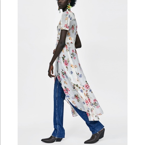 GORGEOUS ZARA NWT Long Floral Print Blouse Dress - Picture 3 of 4